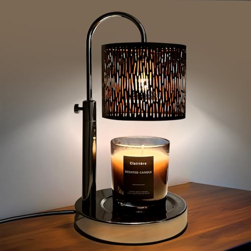 Candles Warmer Lamp with Timer and Dimmer, Home Bedroom Decor, Electric Adjustable Candle Wax Warmer Melter, Vintage Decor Birthday Monther Day Gifts,2 Bulbs,Black