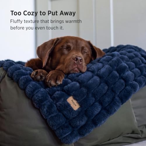 Bedsure Soft Double-Sided Faux Fur Twin Blanket, Navy Blue, 60"x80"