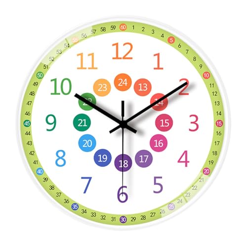 Learn to Tell Time Clock, 20cm Round Classroom Tool, Non Ticking Silent Movement, Home Decor, Bedroom Accents, Educational Timepiece Use