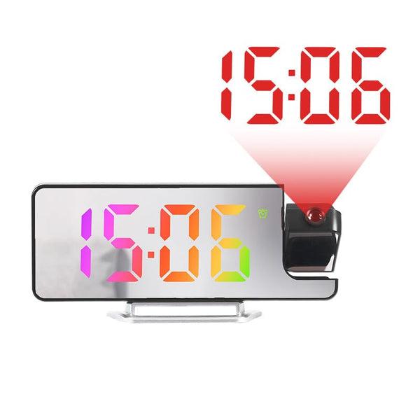 Alarm Clock with Projection on Ceiling, Smart Digital Alarm, for Bedrooms, Classroom, Office, Large LED Display, 180° Rotatable Projector, 3-Level Dimmer, Loud Dual,12/24H, Temperature Display