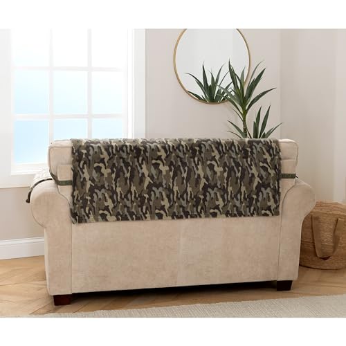 Innovative Textile Solutions Camo Plush Furniture Cover, Olive Green, Loveseat