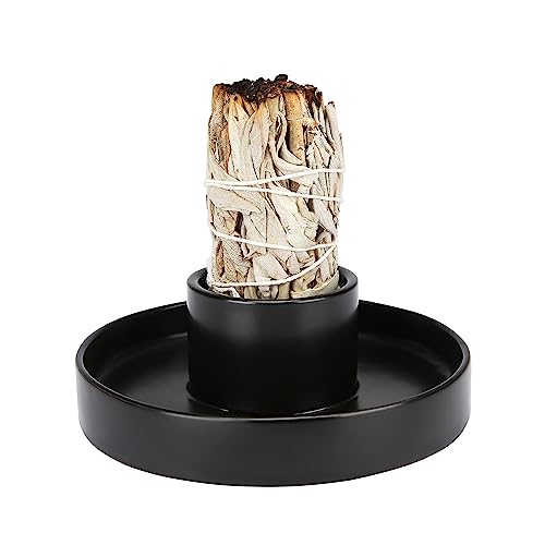 Sage Holder, Sage Burner, Sage Holder for Burning, Smudge Bowl, Sage Sticks Holder, Incense Holder, Black Candlestick Holder, Altar Decor