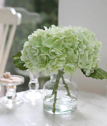CHASMILE Real Touch Artificial Flowers Hydrangea in Vase for Home Decoration,Artificial Hydrangeas Centerpieces for Tables, Lifelike Fake Hydrangea in Vase for Bathroom, Office and Water Bar