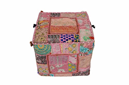 16" Indian Handmade Vintage Home Decor Desginer Kambari Square Pouf