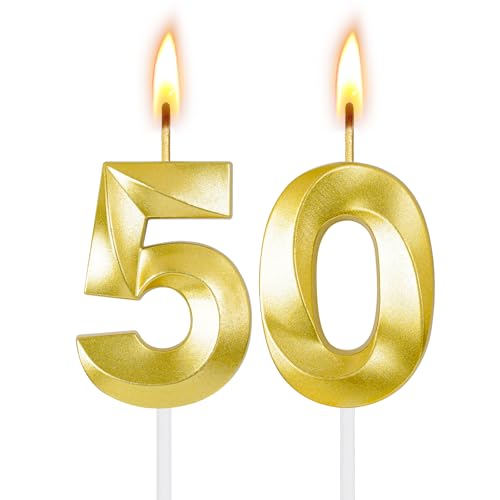 50th Birthday Candles for Cake,Birthday Decorations for Him Her,Number Candles for Cake Toppers Party Anniversary
