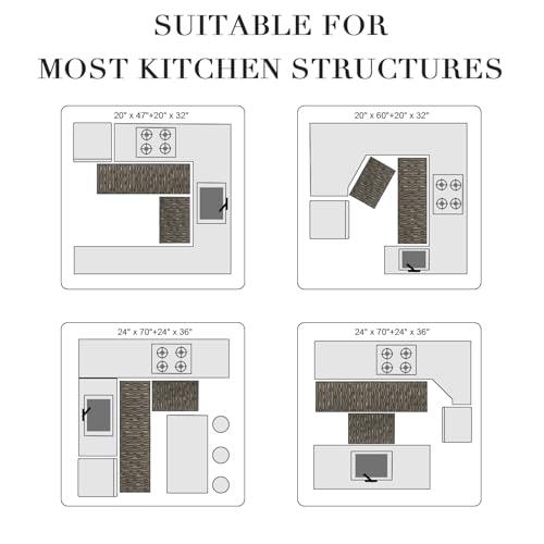 Kitchen Rugs Sets of 2, Non Slip Kitchen Mats for Floor, Black