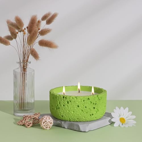 Viyffo 20oz Large Scented Candle - Sage & Lemon, 3 Wick Home Scented Candle, Non Toxic Soy Candle for Women and Men, Lemon Green Textured Ceramic Jar, Luxury Fragrance, Fresh Home DΓ©cor & Gift