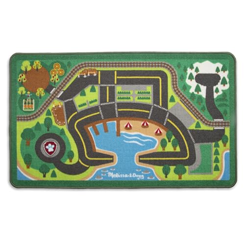 Melissa & Doug PAW Patrol Activity Rug - Adventure Bay (22 Pieces) PAW Patrol Town Mat with Wooden Toys for Ages 3+