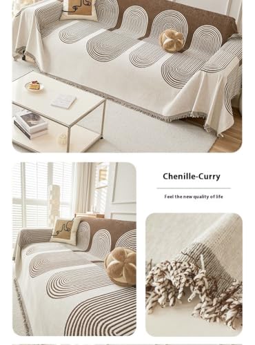 Bohemian Style Sofa Cover Chenille Anti-cat Scratching Four Seasons Universal Sofa Cover (Dark Brown, 70 * 51IN)