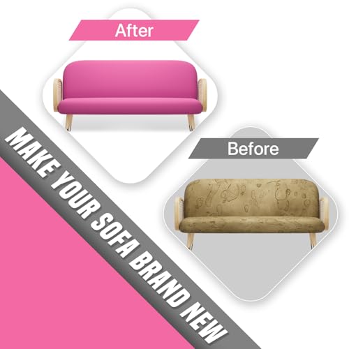 Queen Size Futon Cover, Armless Stretch Futon Cover, Sofa Slipcover Furniture Protector for Kids, Pets, Machine Washable Zippered Futon Couch Covers, Deep Pink
