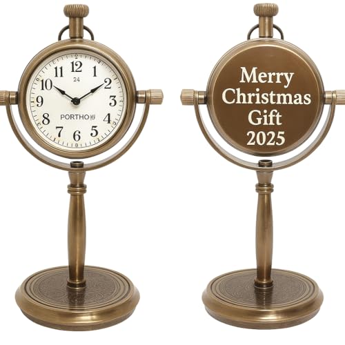 Personalized Merry Engraved Brass Table Clock ~ Vintage Double-Sided Desk Clock with Custom Message ~ Unique for Him, Her, Couple, or Family