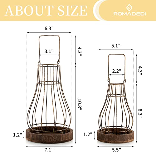Romadedi Lantern Rustic Farmhouse Decor, Set of 2
