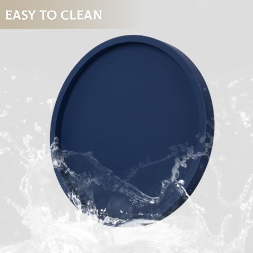 Silicone Bathroom Tray Coffee Table Decor Perfume Organizer, 9" Dark Blue