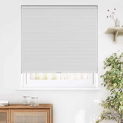 LazBlinds Cordless Cellular Shades, Blackout Privacy Honeycomb Shades for Home, Thermal Insulation Noise Reduction Blinds for Windows, 34'' W x 48'' H, White
