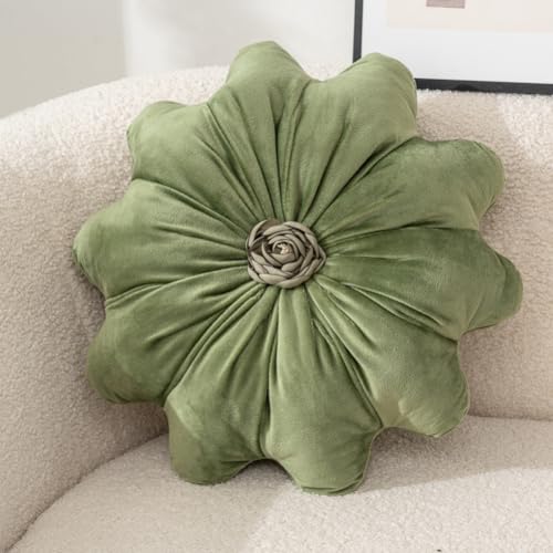 Flower Pillow Cushion Round Decorative Throw Pillow 15.7 Velvet Flower Shaped Pillow for Sofa Couch Vanity Chair Bed