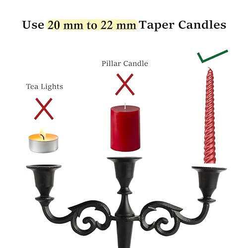 3-Arm Matte Black Metal Candelabra Halloween Centerpiece Taper Holder
