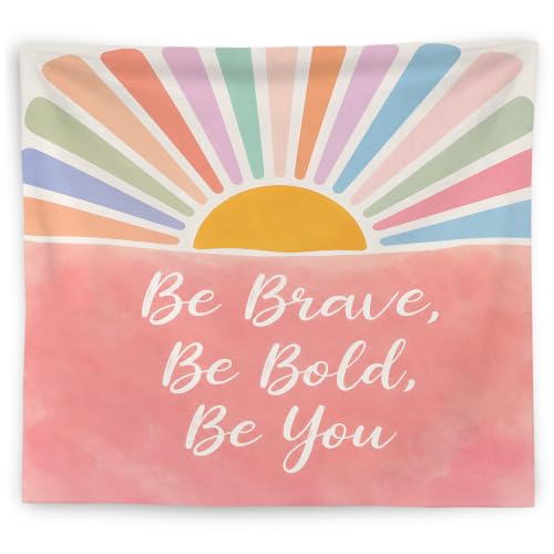 WNAGT Boho Sunshine Motivational Tapestry Wall Hanging 50x60 Inch | Positive Affirmation Be Brave Bold Be You Wall Tapestry for Kids Room Nursery Classroom Home Office Decor