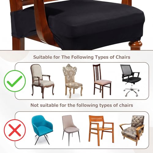 Havawish 6pcs Waterproof Elastic Milk Silk Large Dining Room Chair Seat Covers with Armrest Dining Chair Slip Covers Protectors