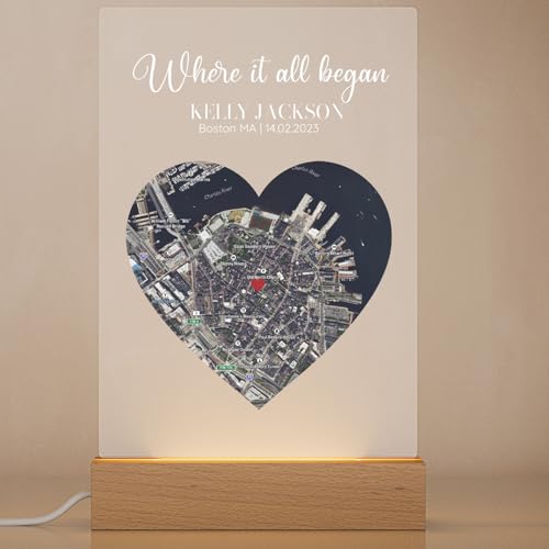 Where It All Began – Custom Satellite Map Plaque | Personalized Couple Gift with Names & Coordinates | Romanti