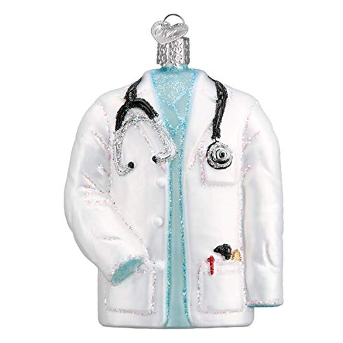 Old World Christmas Doctor's Coat Glass Blown Ornament for Christmas Tree, Handcrafted Holiday Decoration, Doctor Collection