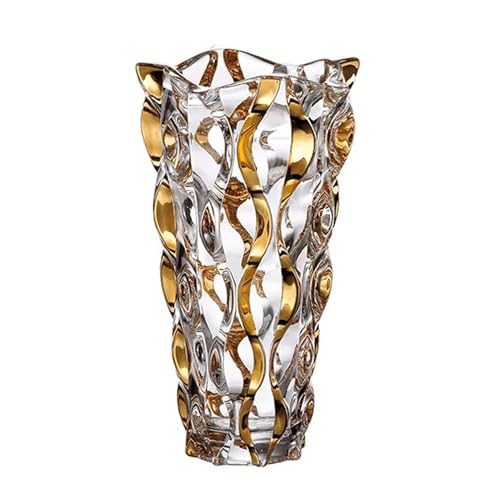 Hand Painted Gold Vase 11" Tall,Flower Vase Decor for Home Dining Table Living Room,Office Wedding Holiday Party,Handmade Decorative Flower Vase.