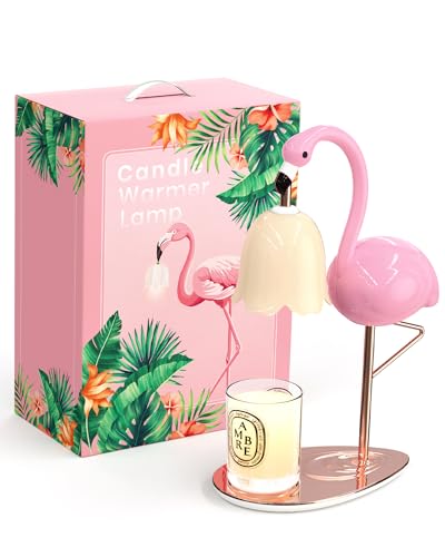 Fragrance Candle Warmer Flamingo Lamp with Timer, Dimmable, Halogen, Polished, Pink, for Home Decor 6.69 x11 x
