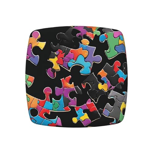 (Autism Awareness Puzzle Pieces Heart) Stretch Seat Covers Set of 4 for Dining Room Chairs Elastic Chair Cushion Slipcovers for Kitchen Office