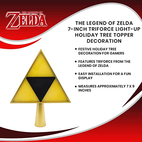 The Legend of Zelda 7-Inch Triforce Light-Up Holiday Tree Topper Decoration, Yellow (SRI-SI1428-C)