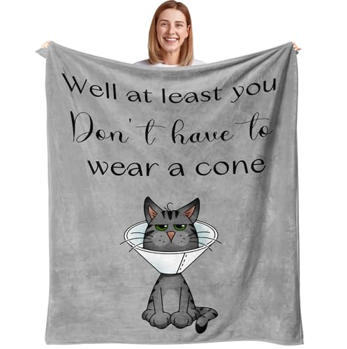 Get Well Gifts for Women/Men After Surgery, Sympathy Gift, Get Well Soon Blanket 50"X60", Feel Better/Surgery Recovery Gifts for Women, After Surgery Gifts, at Least You Dont Have To Wear A Cone Throw