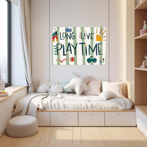 Long Live Playtime Banner Sage Green Playroom Wall Decor for Boys 30"x20" | Toddler Playroom Decor for Nursery Toddler Girls Boys Kids Toy Room Play Room Kidroom