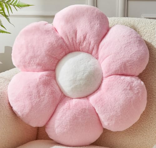 Pink Flower Pillow,Flower Shaped Throw Pillow 15.7In Daisy Pillow Cushion Cute Flower Seating Cushion Home Decorative Pillows for Sofa Couch Bed