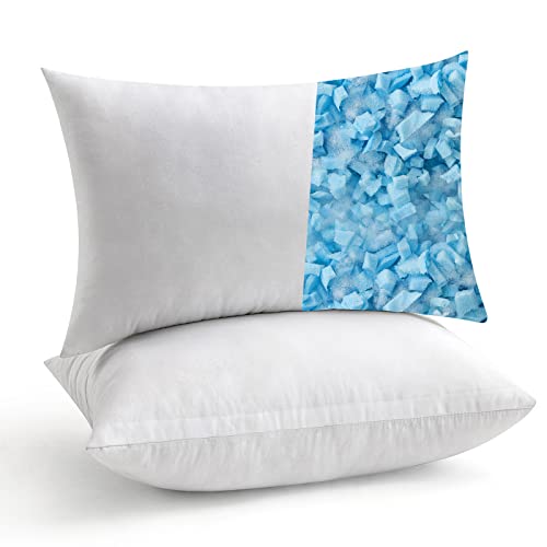 MIULEE Pack of 2 12x20 Pillow Inserts-Decorative Shredded Memory Foam Cooling Throw Pillows-Adjustable Premium Lumbar Wedding Pillow Stuffer Form for Couch Bed Cushion