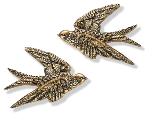 AMOIENSIS 4.75 inch Vintage Bird Sculpture Home Wall Art Decor Set of 2