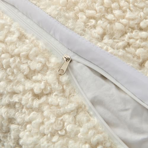 MIULEE Decorative Faux Fur Pillow Covers Sherpa 20x20 Cream White