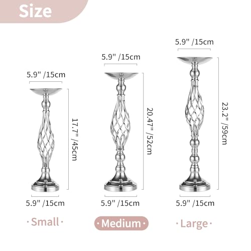 NUPTIO Silver Centerpiece Stand for Table, Twist Style , 20.5" Tall, 2 Pcs