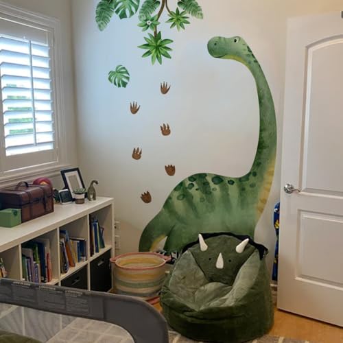 Large Dinosaur Wall Decals for Boys Bedroom Dino Footprints Wall Stickers Peel and Stick Baby Toddler Kids Room Wall Decor Murals for Nursery Daycare Classroom Decoration (KL-BM2063)