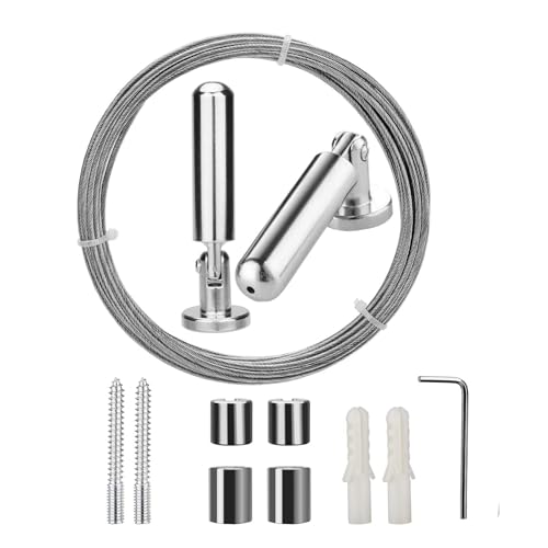 OOTSR Wall Mount Children's Art Projects Display Curtain Rod Set - Stainless Steel Photo Hanging Clothesline Window Curtain Tension Wire Multi-purpose Crafts Organizer (5 Meter)