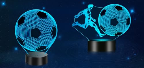 Linkax Soccer Gifts for Kids Boys Girls, Birthday Gifts for Boys, Toys for Ages 8-13, Light Up Soccer Ball 3D Illusion Night Light with 16 Color Changing, Soccer Accessories Stuff Gifts for Sport Fan