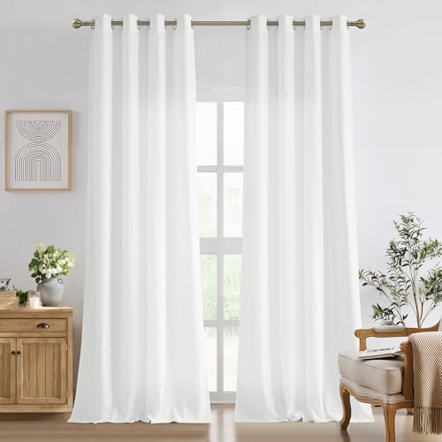 NICETOWN Non-See-Through White Privacy Sheer Curtains 96 inches Long 2 Panels, 52" Wide Grommet Window Curtains Drapes for Living Room Bedroom- Home Decoration Light Filtering Elegant Window Drapes