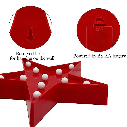 Patriotic Independence Day Red Star Decoration, Marquee Light LED Star Sign Tabletop Decor for USA Celebrations