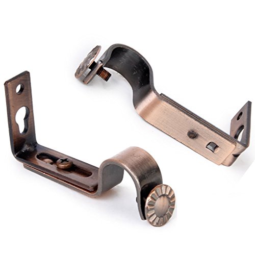 Ogrmar Bronze Color Heavy Duty Curtain Rod Brackets for 3/4 or 5/8 Inch Rod 4 Pack (Bronze)