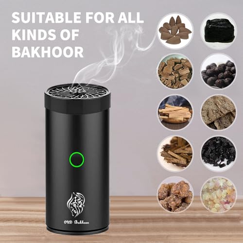 Car Electric Incense Burner, Electric Incense Burner, Portable USB Rechargeable bakhoor Burner for Home Use (Black-1)