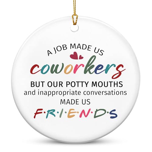 TEEZWONDER Christmas Coworker Gifts for Friends Women - Ceramic Christmas Ornaments 2025 for Tree Decorations - Gifts for Coworkers, Friend Gift for Coworker, Christmas Decorations Friends Ornament