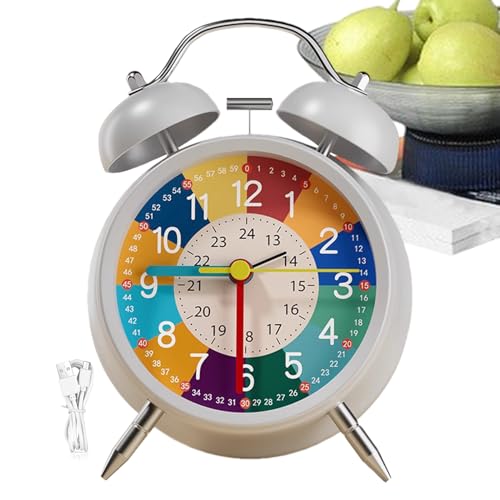 Childrens Analog Alarm Clock, Quiet Non Ticking Time Learning Clocks with Backlight Feature, Vibrant Educational Clock for Kids Room and Nursery, Ideal Early Learning Gift for Boys and Girls