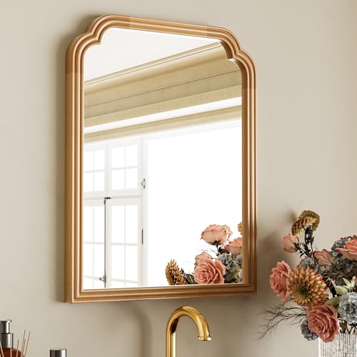 Ferytange Wood Frame Wall Mirror Decor for Small Bathroom Vanity Entryway, Living Room or Bedroom Home Decor - Light Woodgrain 18" x 24" Natural Color