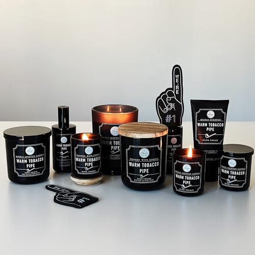 DW Home Warm Tobacco Pipe Scented Candles, 15 oz Large Double Wick Jar, Up to 56 Hour Burn Time, Strong Long Lasting Woodsy Fragrance, Gifts for Men & Women