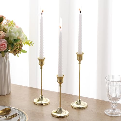 Candlestick Holders 6PCS, Metal Taper Candle Holder, Gold Candle Holders for Pillar Candles, Candle Holder for Wedding Fireplace Mantel