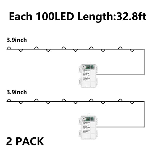 Curyidy 4th of July Decorations Lights, Red White Blue Fairy Lights 2 Pack 100LED String Lights Remote Control Patriotic Lights for Independence Memorial Day Decorations
