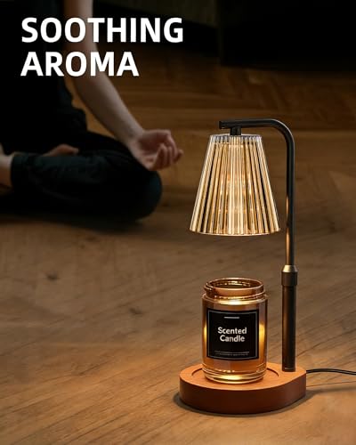 Candle Warmer Lamp with Timer & Dimmer for Yankee Candles, Adjustable Height Candle Warmer for Jar Candles, Wax Melt Lamp for Cozy Home Decor & Gifts,Glass, 2 Bulbs