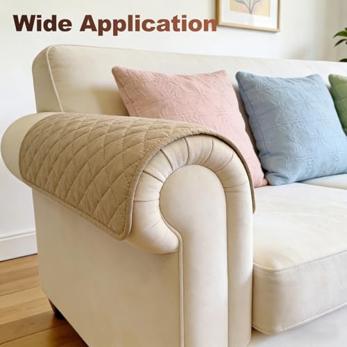 uxcell 2 Pcs Couch Arm Covers, 28" x 24" Waterproof Armrest Cover for Sofa, Non-Slip Chair Arm Covers Protector, Headrest Cover, Dark Brown